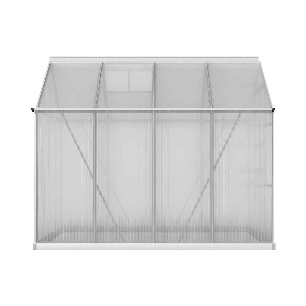 Green Fingers Greenhouse 2.42x2.5x2.26M Aluminium Double Doors Green House Garden Shed 3