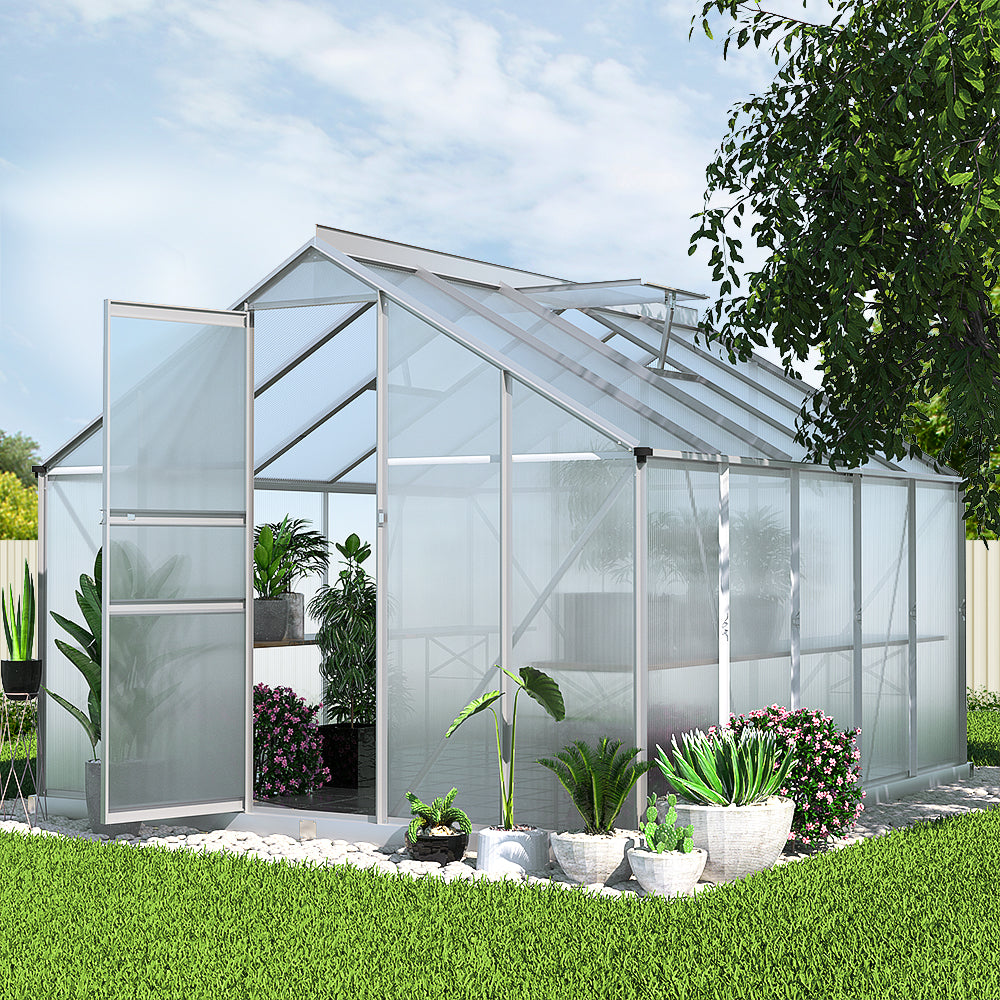 Green Fingers Greenhouse 3x2.5x1.95M Aluminium Polycarbonate Green House Garden Shed 8