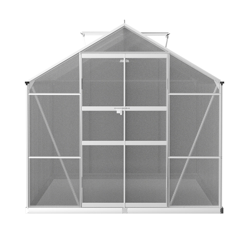 Green Fingers Greenhouse 3x2.5x2.26M Double Doors Aluminium Green House Garden Shed 4