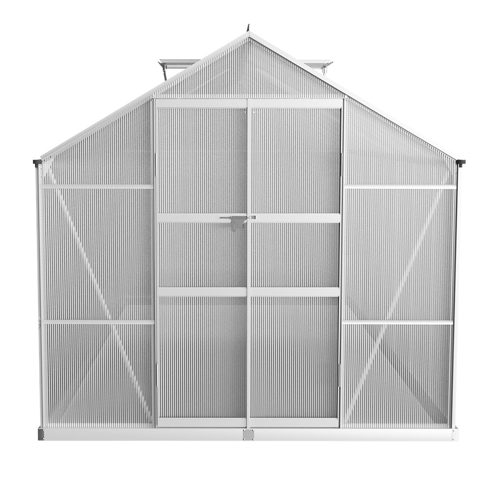 Green Fingers Greenhouse 4.1x2.5x2.26M Double Doors Aluminium Green House Garden Shed 3