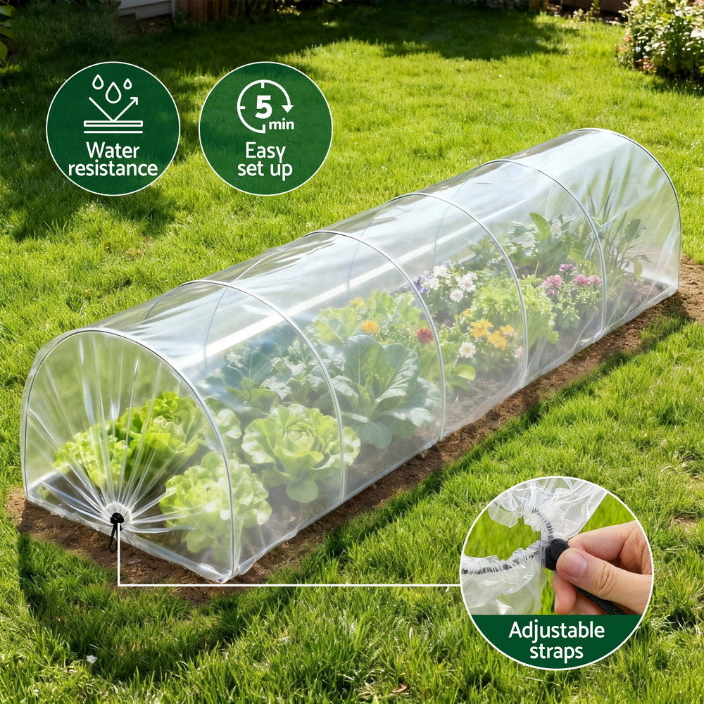 Green Fingers Mini Greenhouse 300x45x30cm Tunnel Clear PVC Steel Frame Portable 4