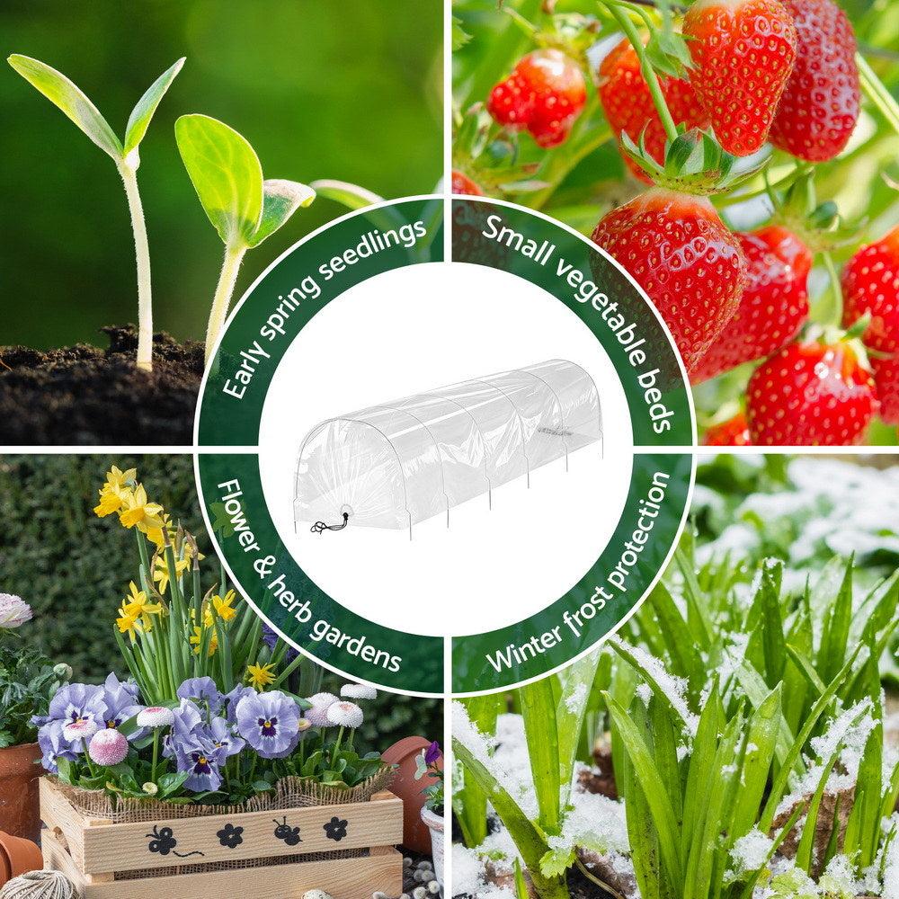 Green Fingers Mini Greenhouse 300x45x30cm Tunnel Clear PVC Steel Frame Portable 5