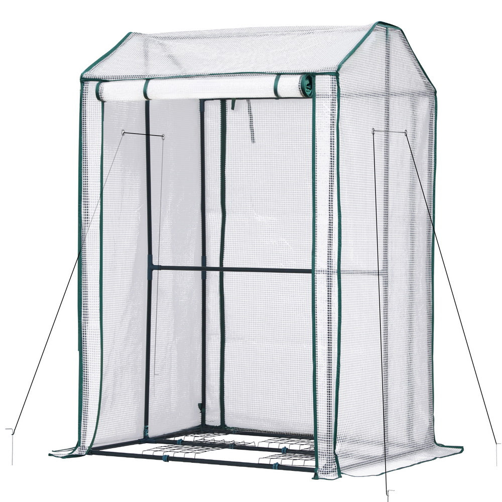 Green Fingers Mini Greenhouse PE Cover Green House Roll-Up Zippered Door 1.0x0.8x1.5M 6