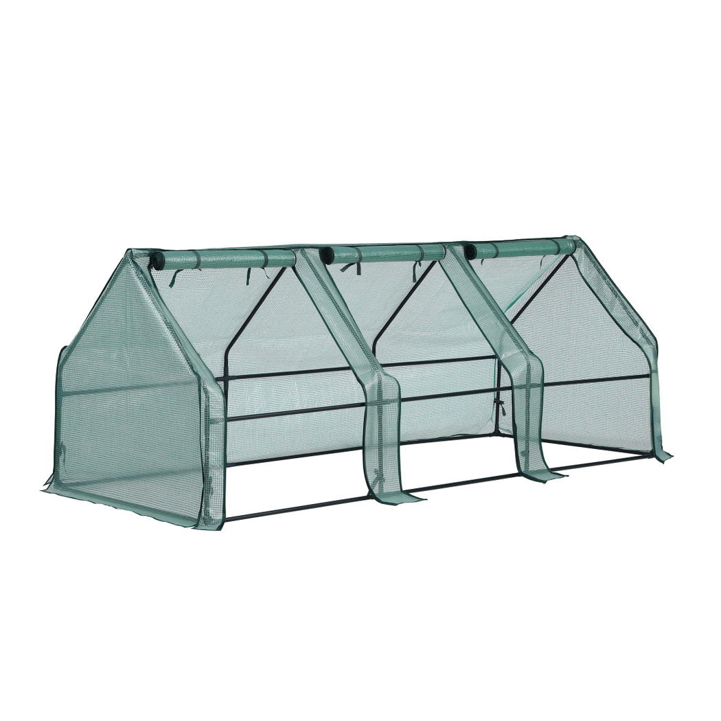 Green Fingers Mini Greenhouse 240x90x90cm Steel Frame PE Cover Outdoor Shelter 8