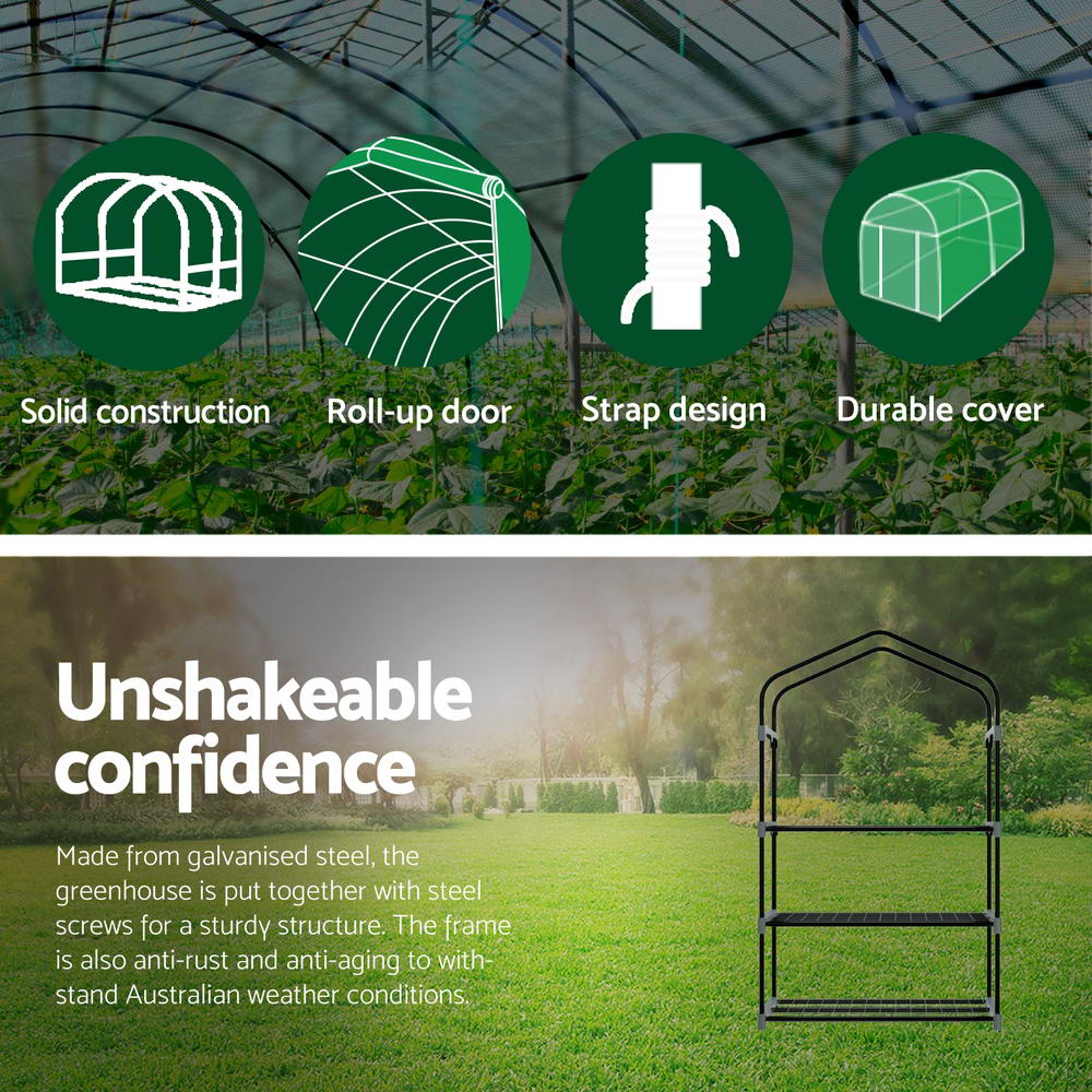 Greenfingers Greenhouse 3 Tiers Mini Green House Garden Bed Planter Box 1.28x0.7x0.5M 5