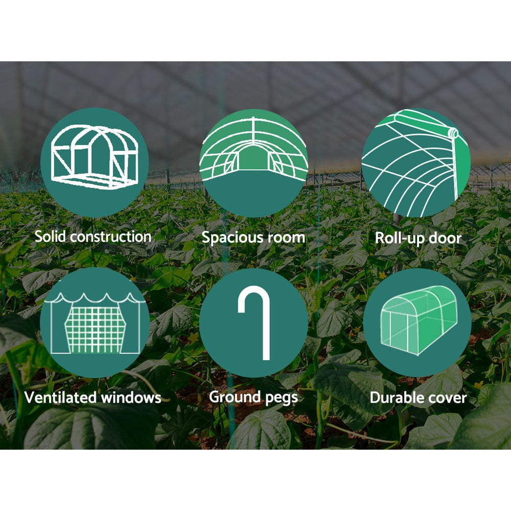 Green Fingers Greenhouse 6x3x2M Walk in Green House Tunnel Plant Garden Shed Dome 6