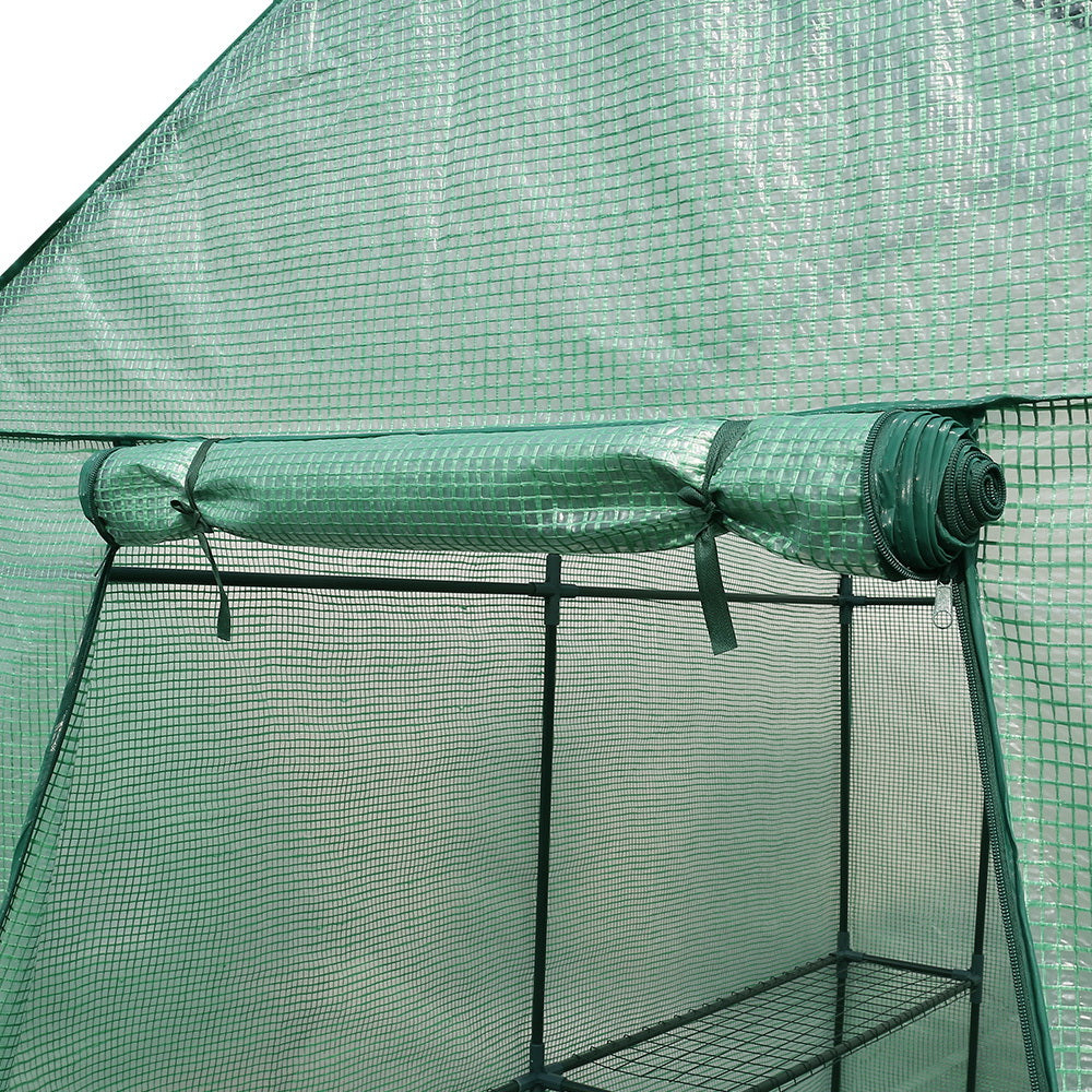 Green Fingers Greenhouse 1.2x1.9x1.9M Walk in Green House Tunnel Plant Garden Shed 4 Shelves 7