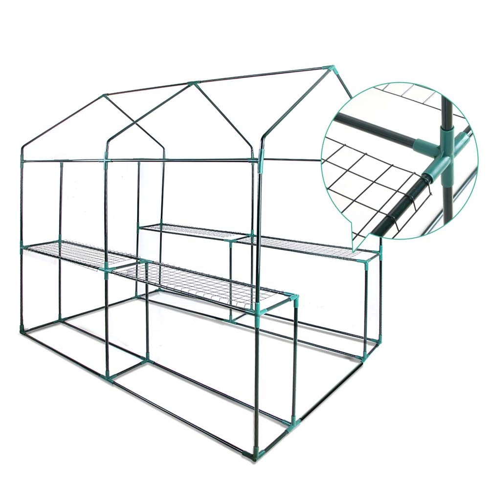 Green Fingers Greenhouse 1.2x1.9x1.9M Walk in Green House Tunnel Clear Garden Shed 4 Shelves 3