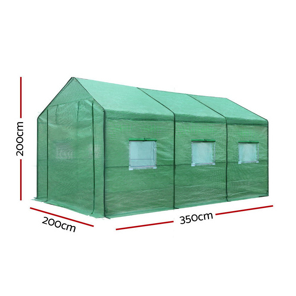 Green Fingers Greenhouse 3.5x2x2M Walk in Green House Tunnel Plant Garden Shed 3