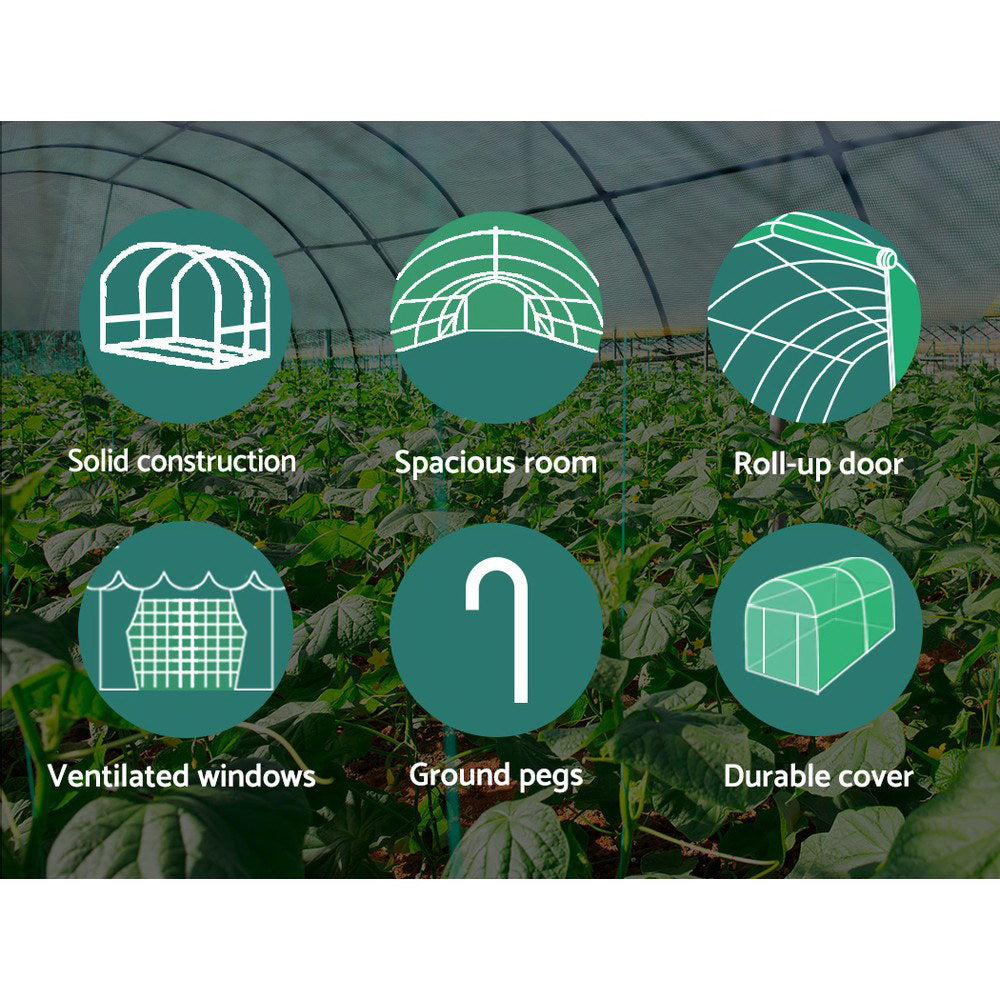 Green Fingers Greenhouse 3.5x2x2M Walk in Green House Tunnel Plant Garden Shed 6