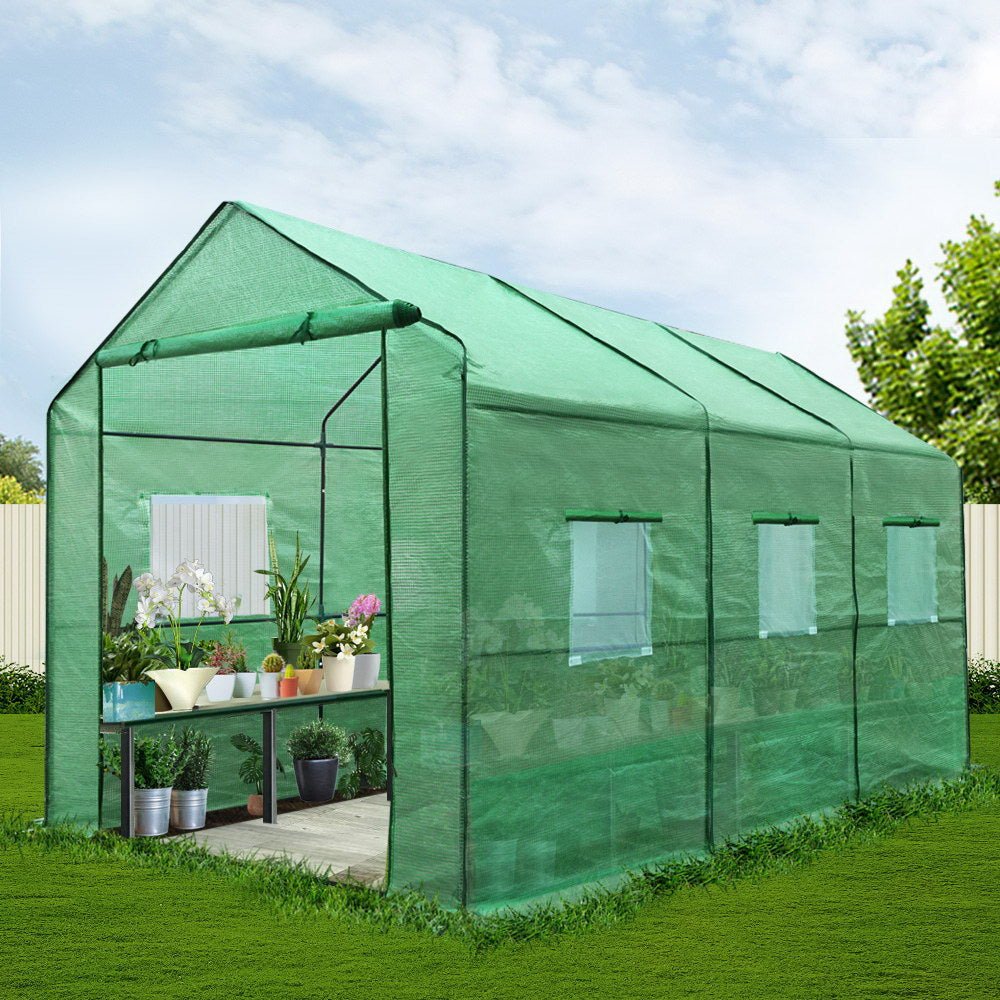 Green Fingers Greenhouse 3.5x2x2M Walk in Green House Tunnel Plant Garden Shed 8