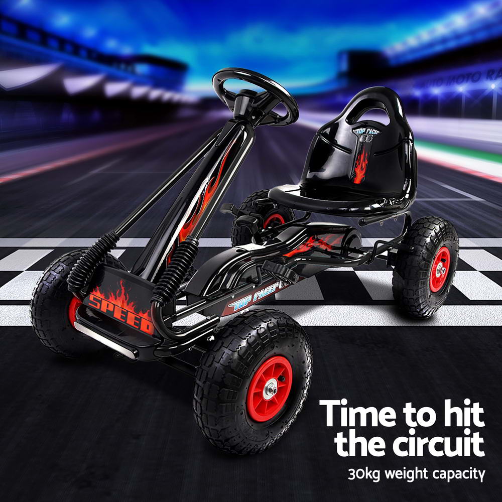 Rigo Kids Pedal Go Kart Ride On Toys Racing Car Rubber Tyre Black 4