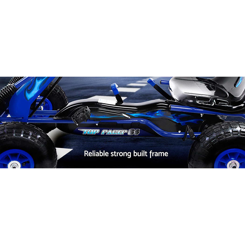 Rigo Kids Pedal Go Kart Ride On Toys Racing Car Rubber Tyre Blue 3