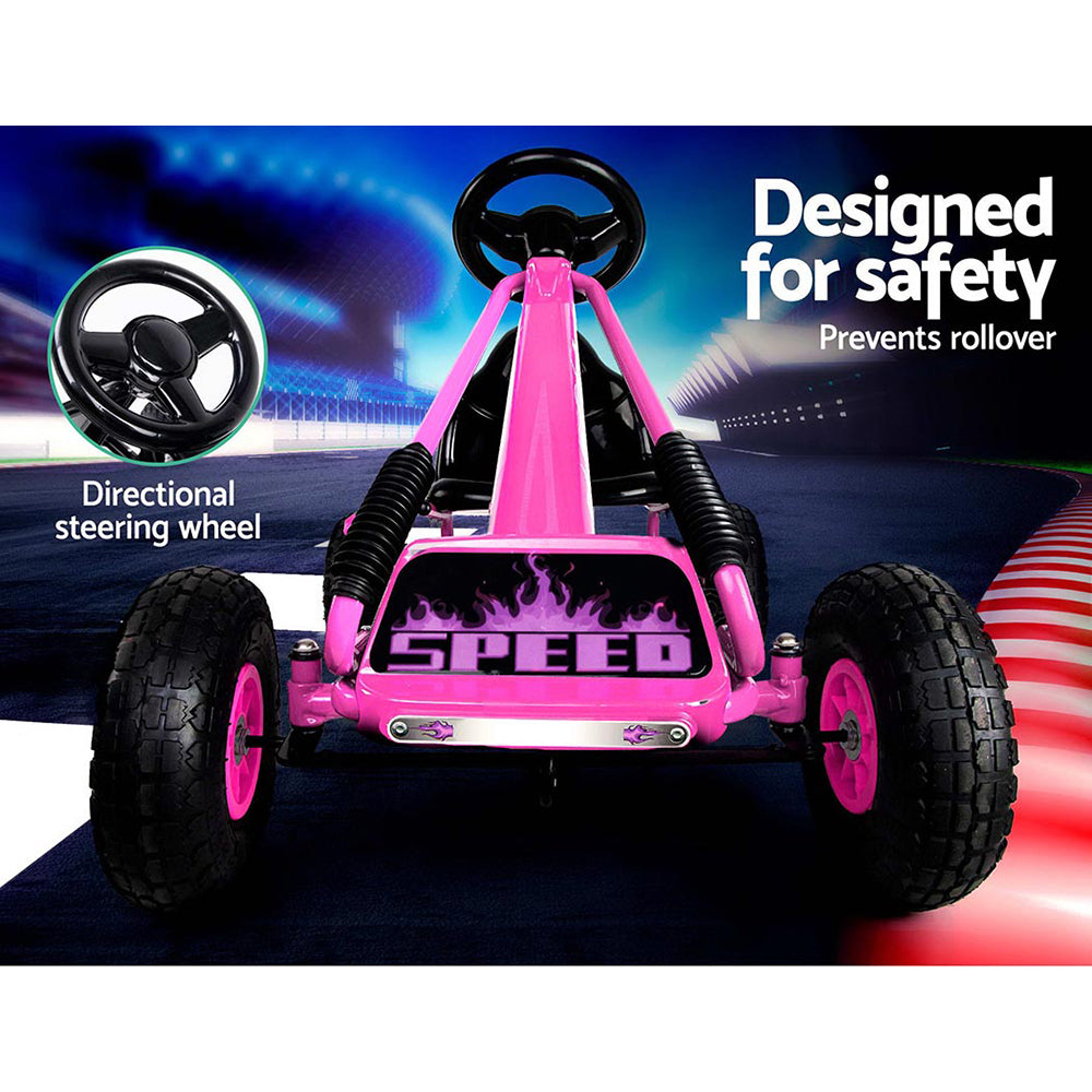 Rigo Kids Pedal Go Kart Ride On Toys Racing Car Rubber Tyre Pink 4
