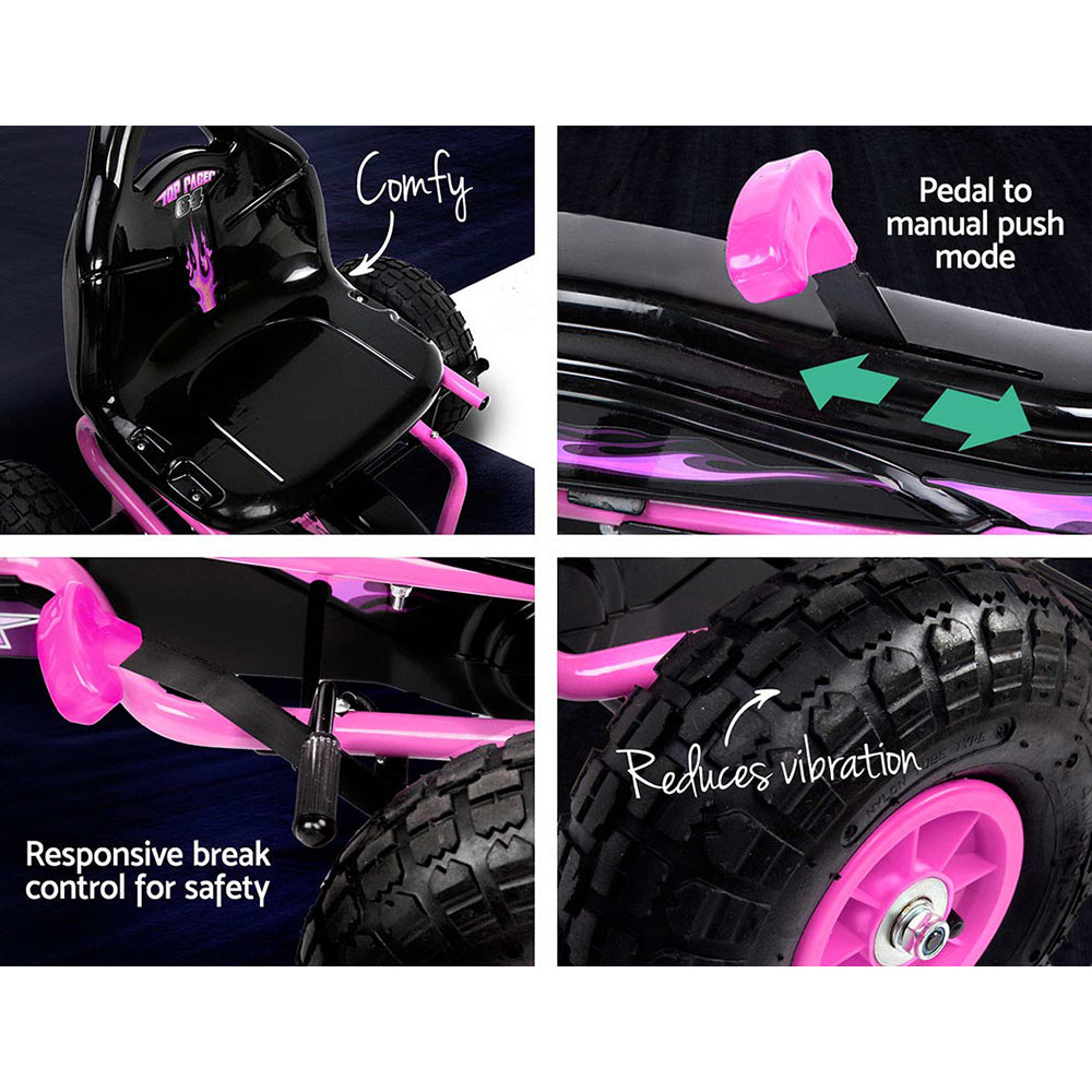 Rigo Kids Pedal Go Kart Ride On Toys Racing Car Rubber Tyre Pink 5