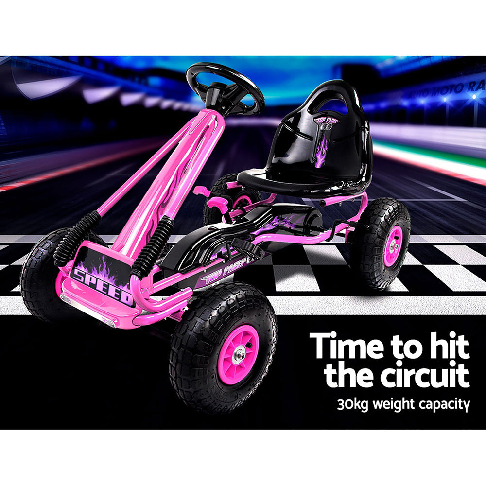 Rigo Kids Pedal Go Kart Ride On Toys Racing Car Rubber Tyre Pink 6
