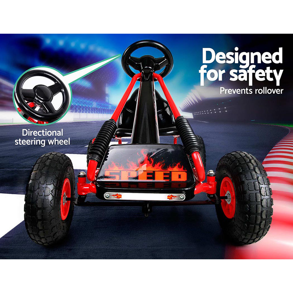 Rigo Kids Pedal Go Kart Ride On Toys Racing Car Rubber Tyre Red 3