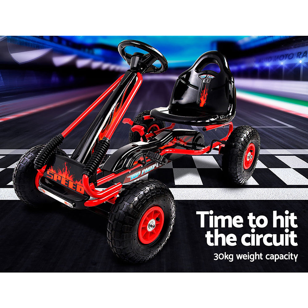 Rigo Kids Pedal Go Kart Ride On Toys Racing Car Rubber Tyre Red 5