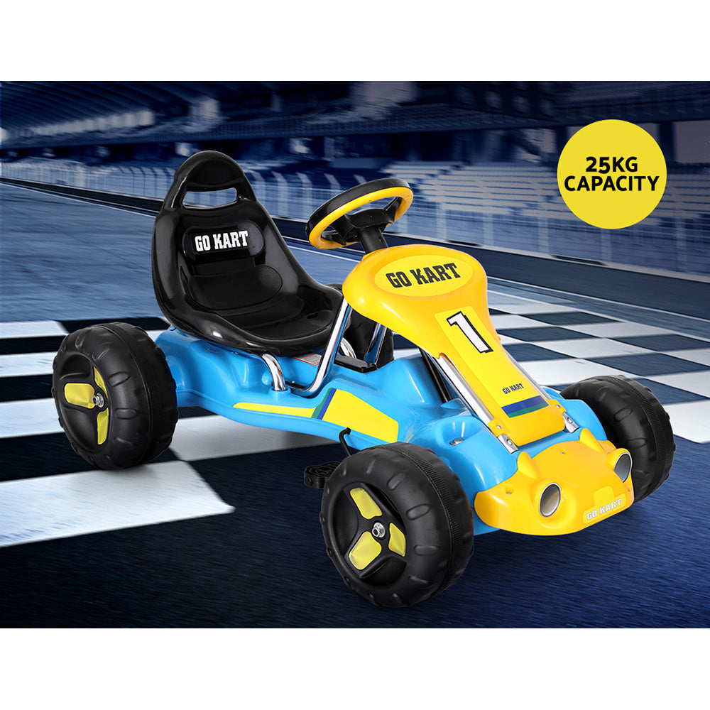 Rigo Kids Pedal Go Kart Ride On Toys Racing Car Plastic Tyre Blue 4