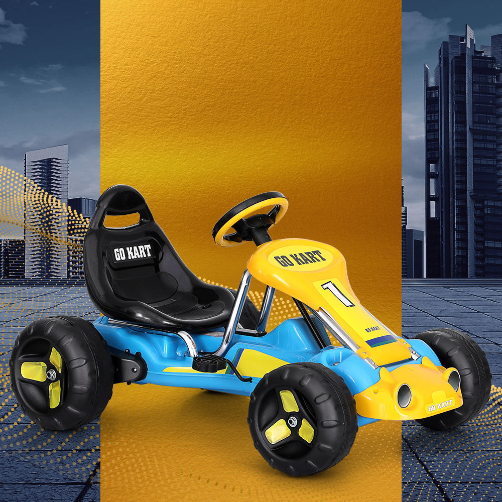 Rigo Kids Pedal Go Kart Ride On Toys Racing Car Plastic Tyre Blue 7