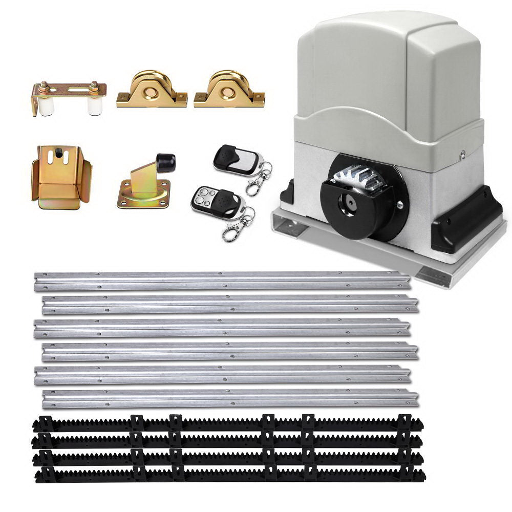Electric Sliding Gate Opener 1200KG Auto Remote Hardware Kit Rail 4M 8