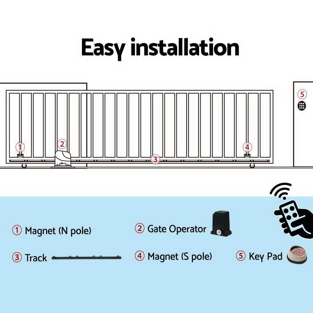 Automatic Sliding Gate Opener Kit Keypad 6M 1000KG 7