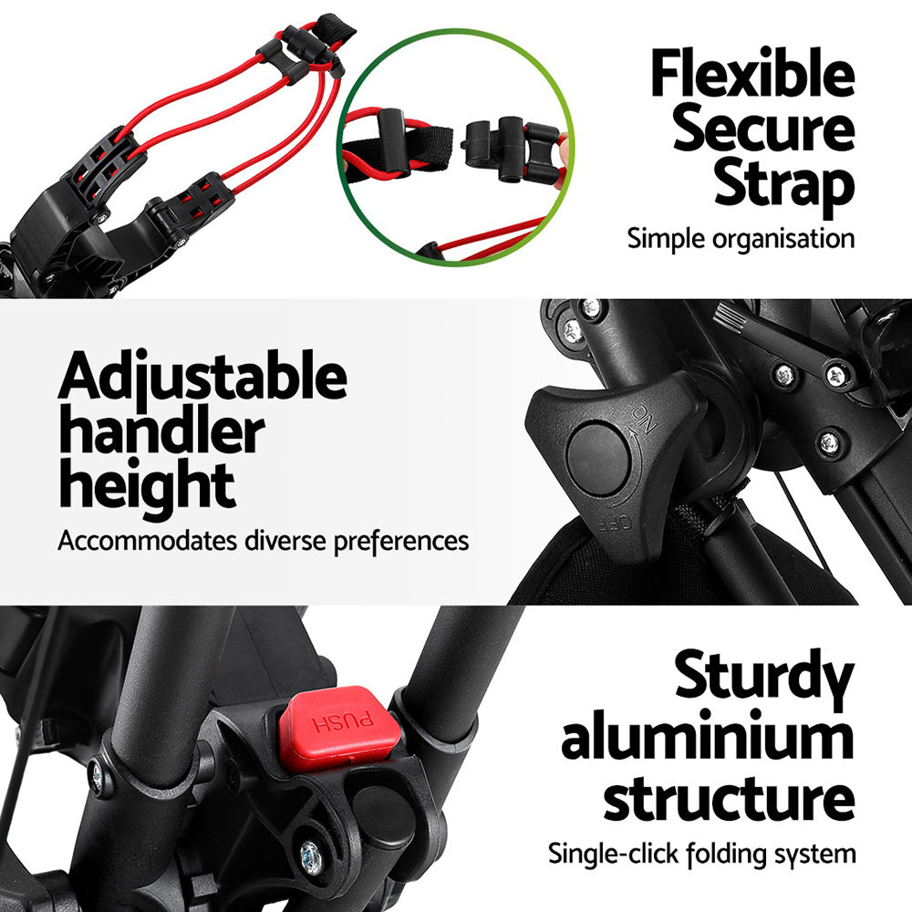 Everfit Golf Buggy Foldable Trolley Golf Cart Swivel Wheel Umbrella Bottle Stand 6