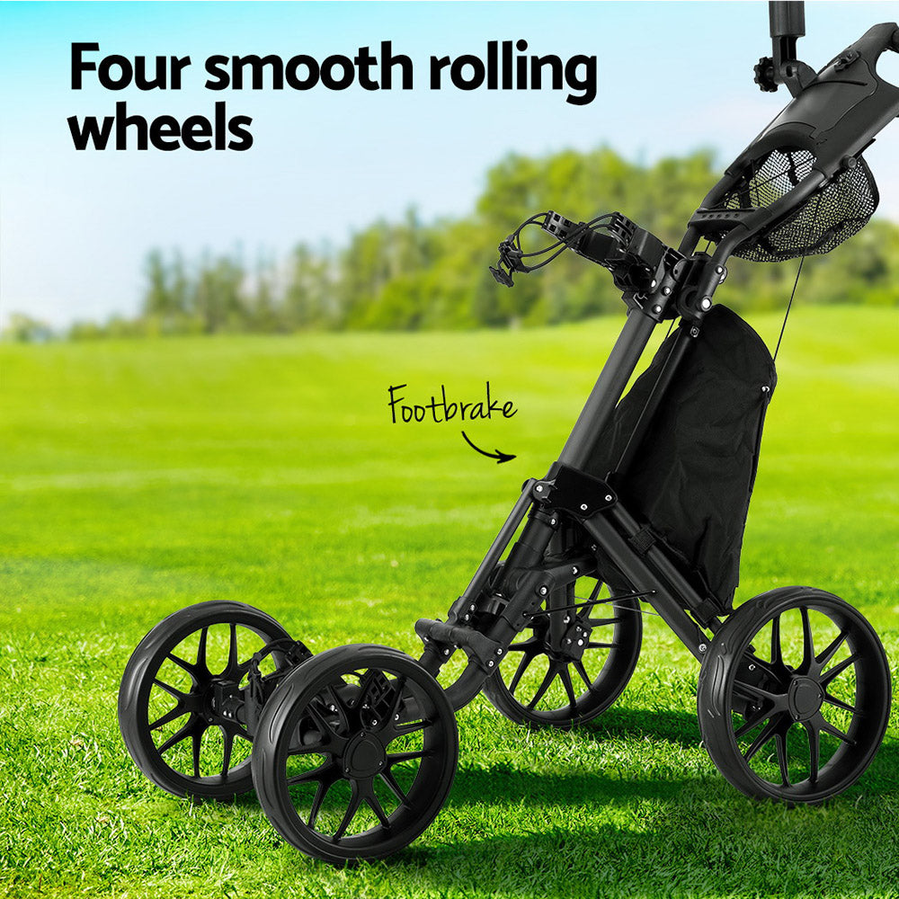Everfit Golf Buggy Foldable Trolley Golf Cart Wheels Umbrella Bottle Holder 5