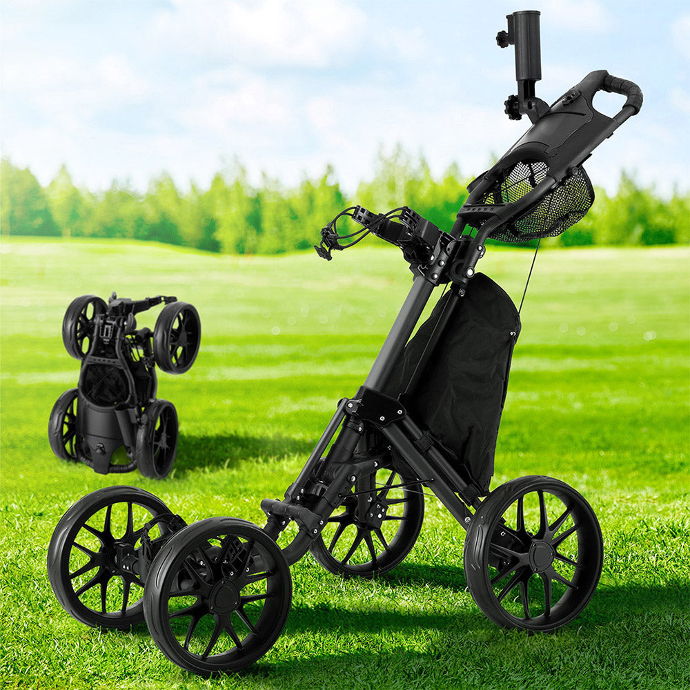 Everfit Golf Buggy Foldable Trolley Golf Cart Wheels Umbrella Bottle Holder 7