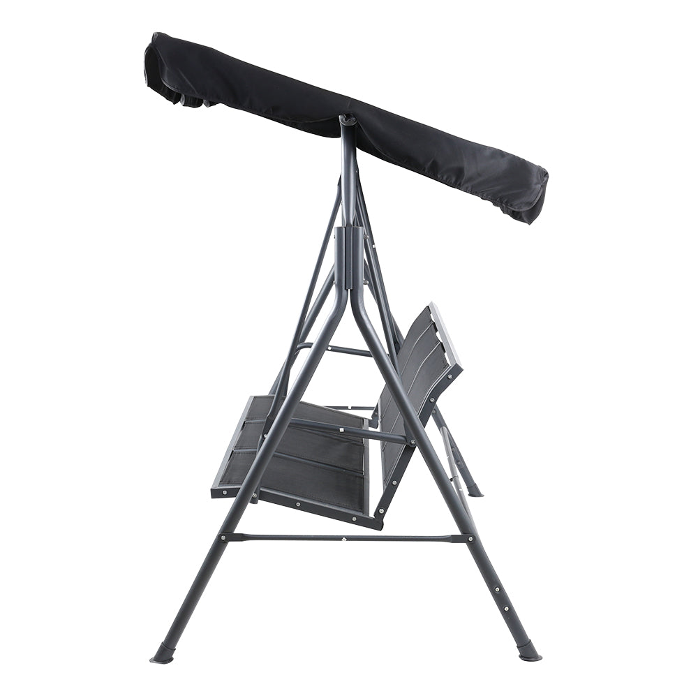 Gardeon Outdoor Swing Chair Garden Bench Furniture Canopy 3 Seater Mesh Black 4