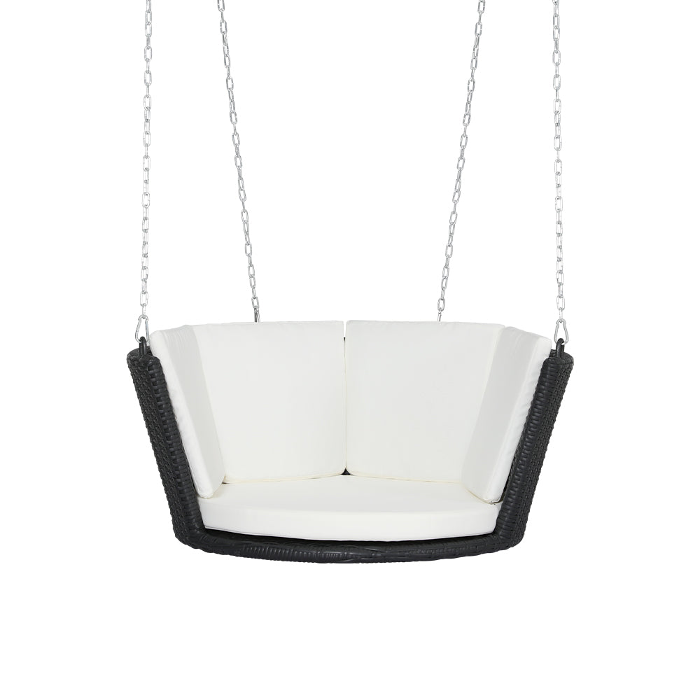 Gardeon Rattan Porch Swing Chair With Chain Cushion Outdoor Furniture Black 3