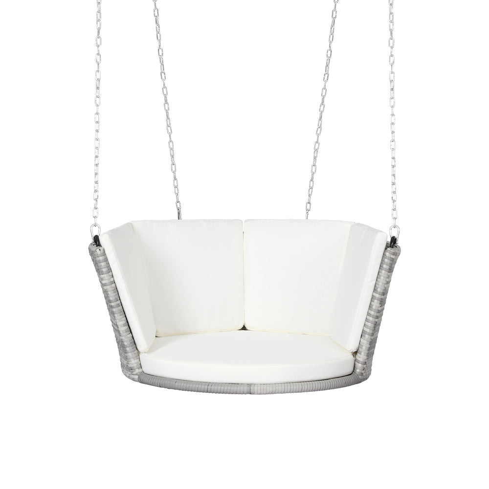 Gardeon Rattan Porch Swing Chair With Chain Cushion Outdoor Furniture Grey 3