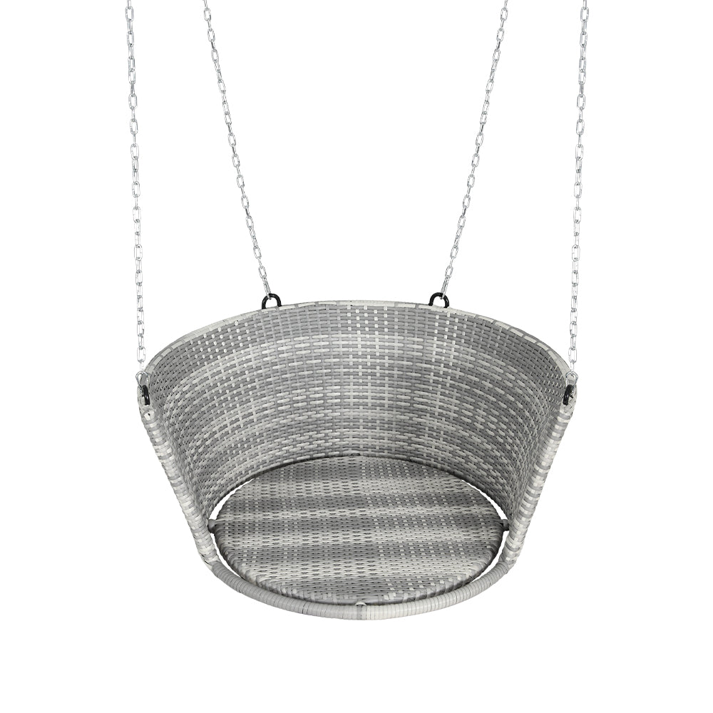Gardeon Rattan Porch Swing Chair With Chain Cushion Outdoor Furniture Grey 4