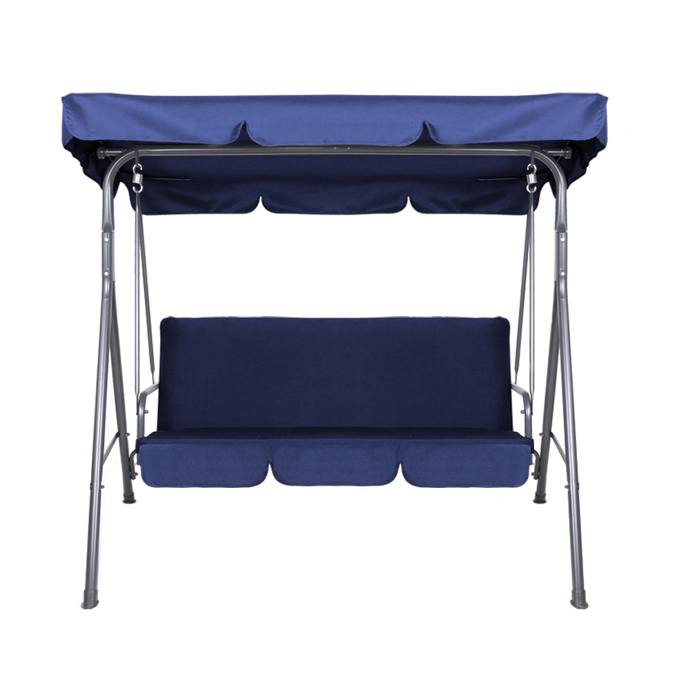 Gardeon Outdoor Swing Chair Garden Bench Furniture Canopy 3 Seater Navy 3