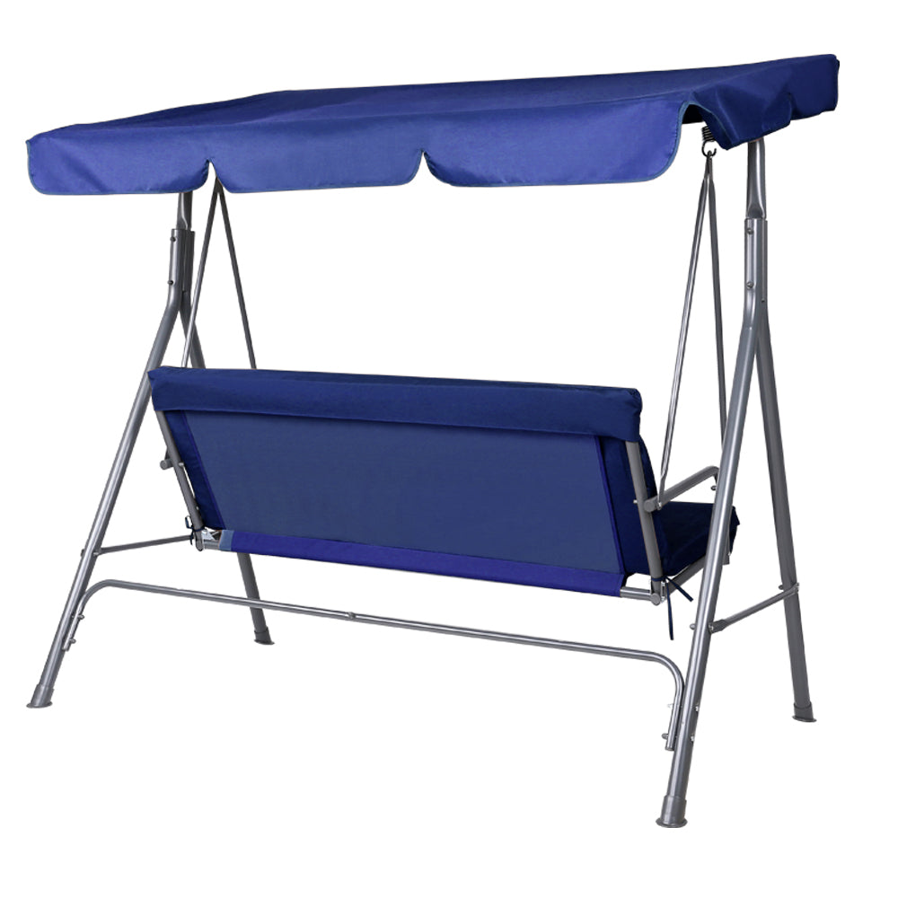 Gardeon Outdoor Swing Chair Garden Bench Furniture Canopy 3 Seater Navy 6