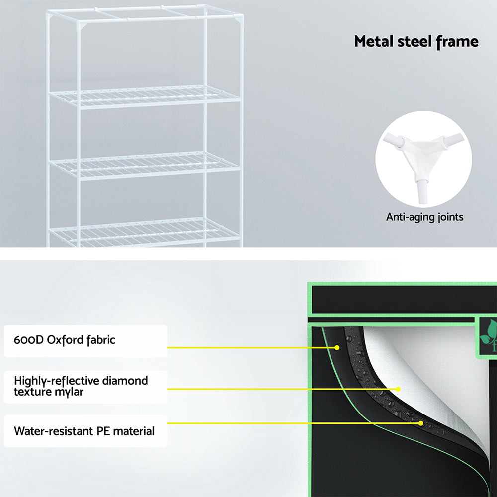 Green Fingers Grow Tent 100x60x180cm 4 Tiers Kits Hydroponics Indoor Grow System 5