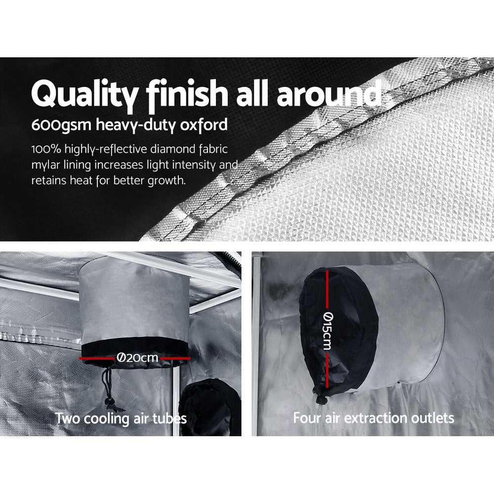 Green Fingers Grow Tent 240x120x200CM Hydroponics Kit Indoor Plant Room Black 4