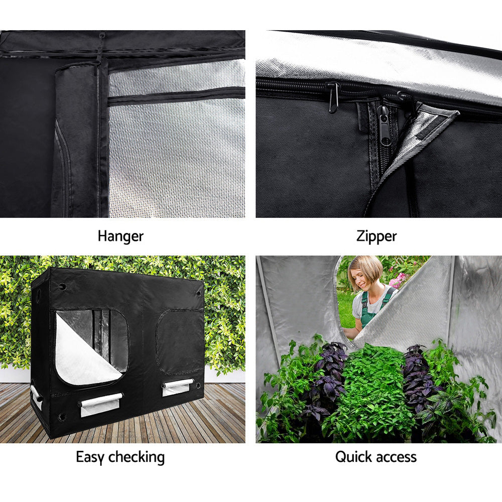 Green Fingers Grow Tent 240x120x200CM Hydroponics Kit Indoor Plant Room Black 6