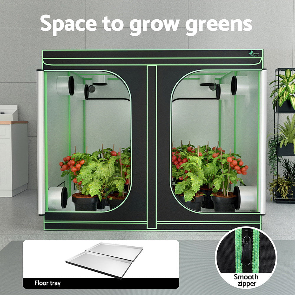 Green Fingers Grow Tent Kits 240x240x200cm Hydroponics Indoor Grow System Black 4