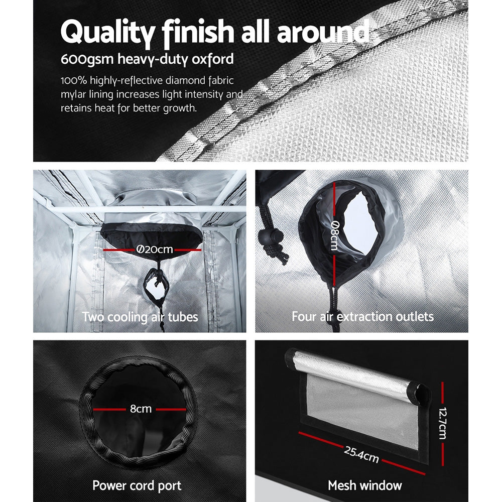 Green Fingers Grow Tent 60x60x90CM Hydroponics Kit Indoor Plant Room System 4