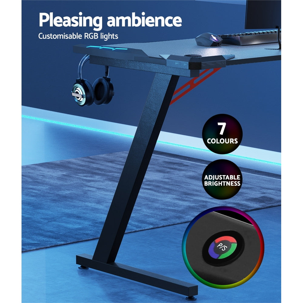 Artiss Gaming Desk Computer Desks LED Light 120CM 5