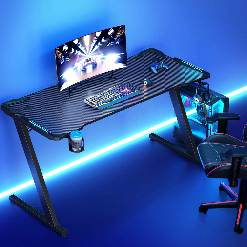 Artiss Gaming Desk Computer Desks LED Light 140CM 7