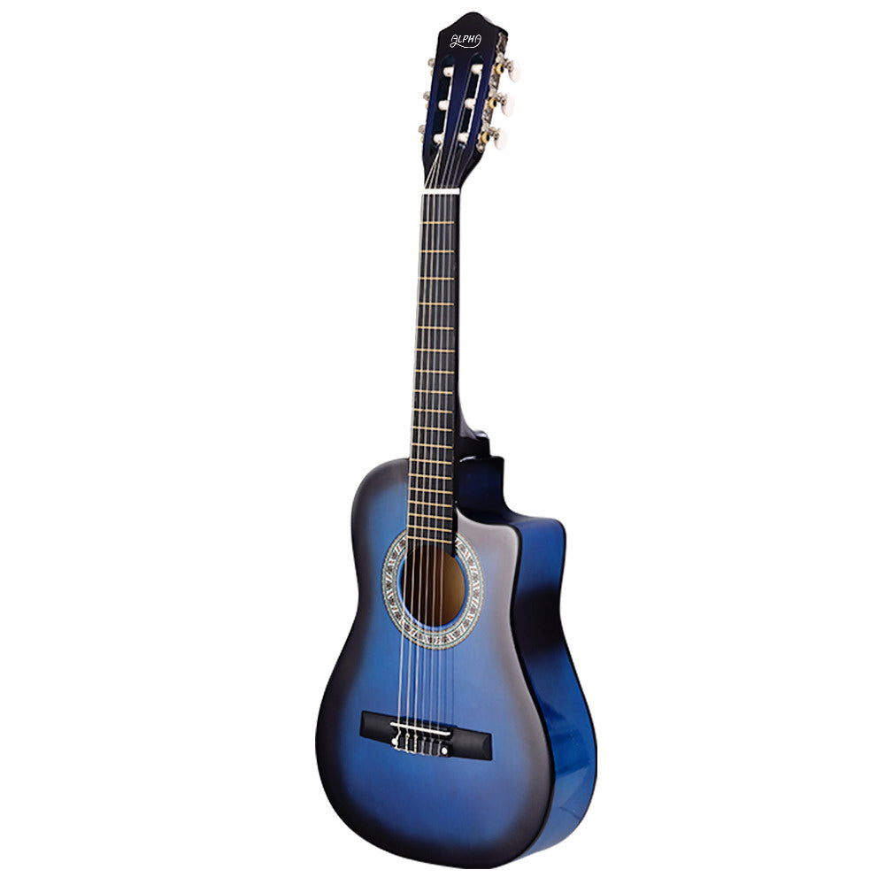 Alpha 34 Inch Classical Guitar Wooden Body Nylon String Beginner Kids Gift Blue 3
