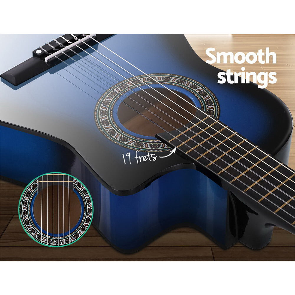 Alpha 34 Inch Classical Guitar Wooden Body Nylon String Beginner Kids Gift Blue 4