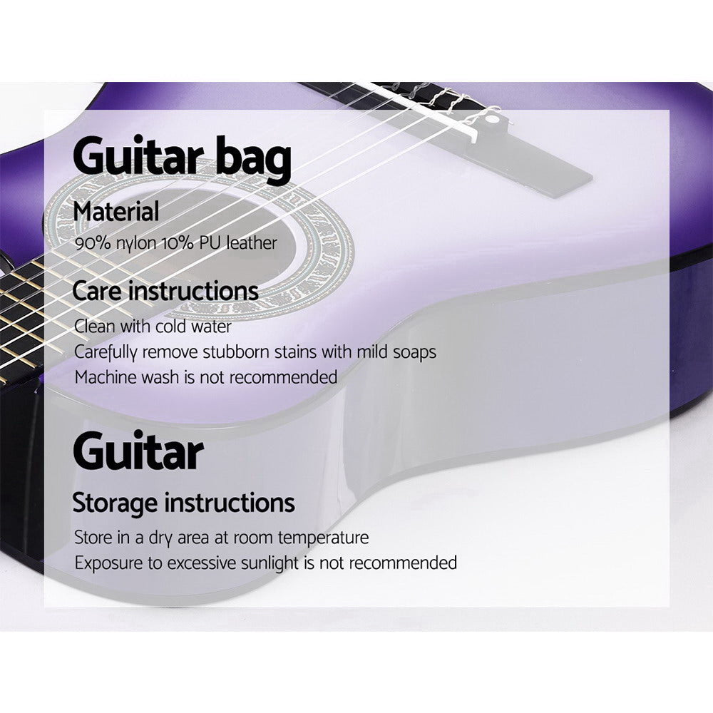 Alpha 34 Inch Classical Guitar Wooden Body Nylon String Beginner Kids Gift Purple 4