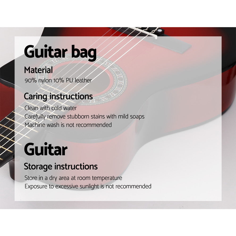 Alpha 34 Inch Classical Guitar Wooden Body Nylon String Beginner Kids Gift Red 5