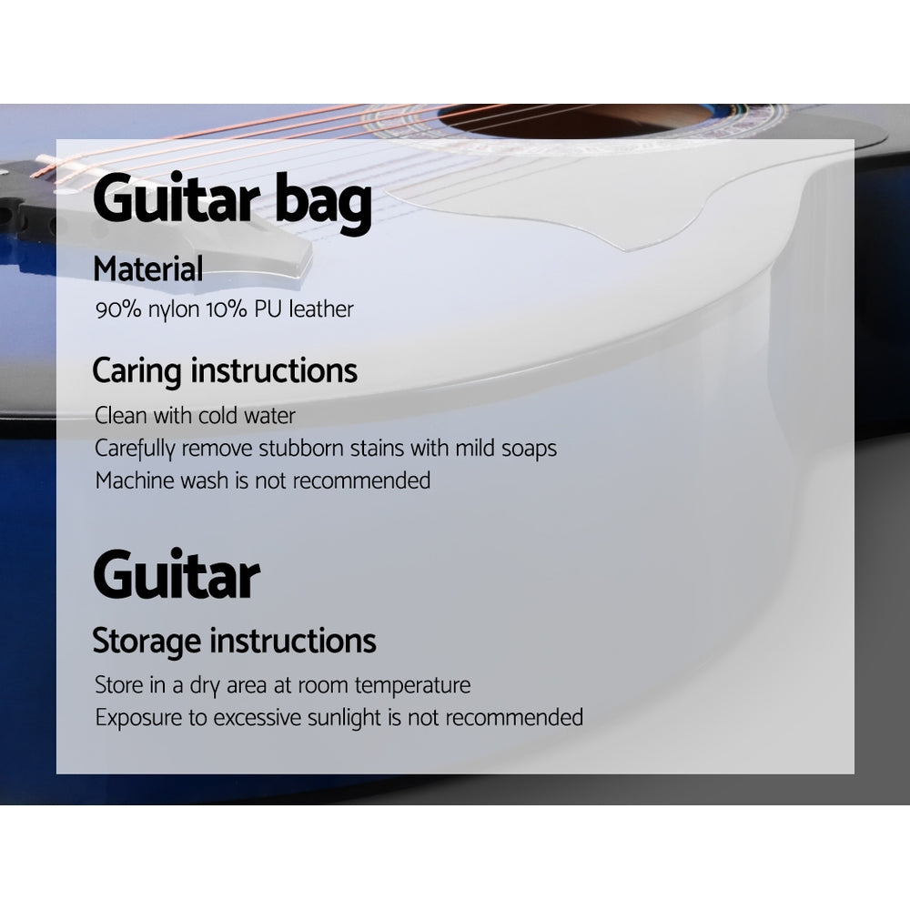 Alpha 38 Inch Acoustic Guitar Wooden Body Steel String Full Size Cutaway Blue 6