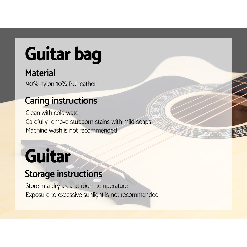 Alpha 38 Inch Acoustic Guitar Wooden Body Steel String Full Size Left Handed 5