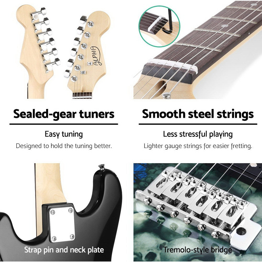 Alpha 41 Inch Electirc Guitar Humbucker Pickup Switch Full Size Skull Pattern 4