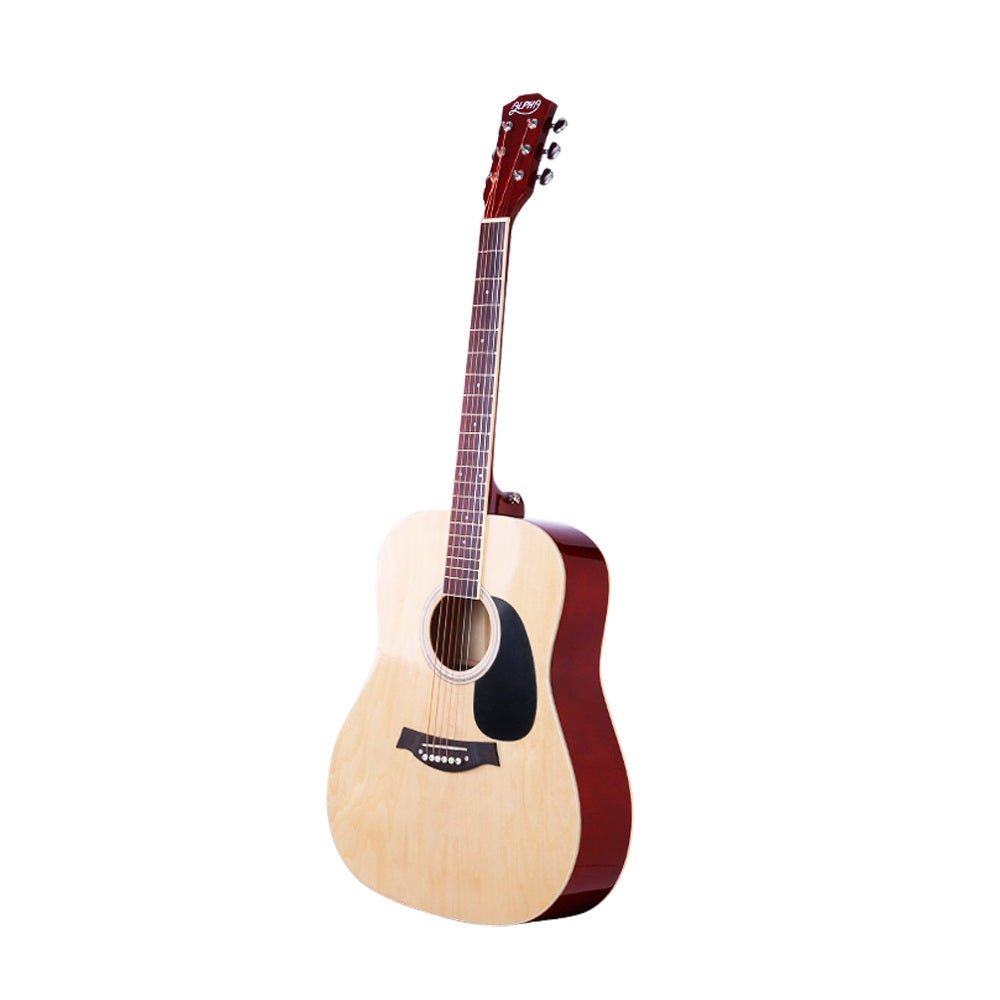 Alpha 41 Inch Acoustic Guitar Wooden Body Steel String Dreadnought Wood 3